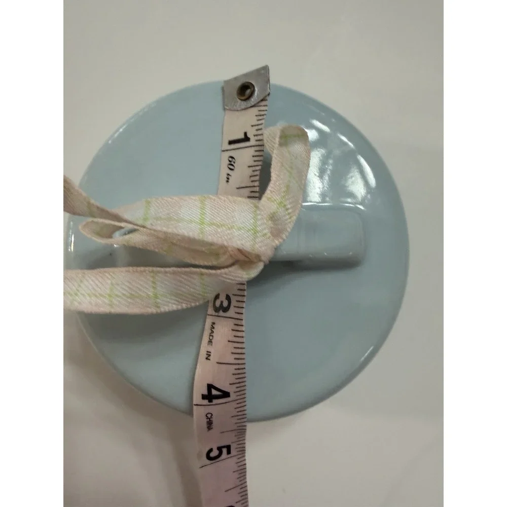 Ceramic Canister Replacement Lid Light Blue Plaid Ribbon Airtight‎ Seal 4 Inch